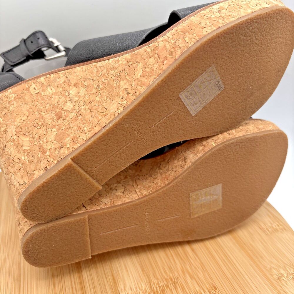Dolce Vita Unbane Black Cork Wedge Sandal Open Toe Ankle Strap NWOT Size  9.5 - Picture 9 of 10